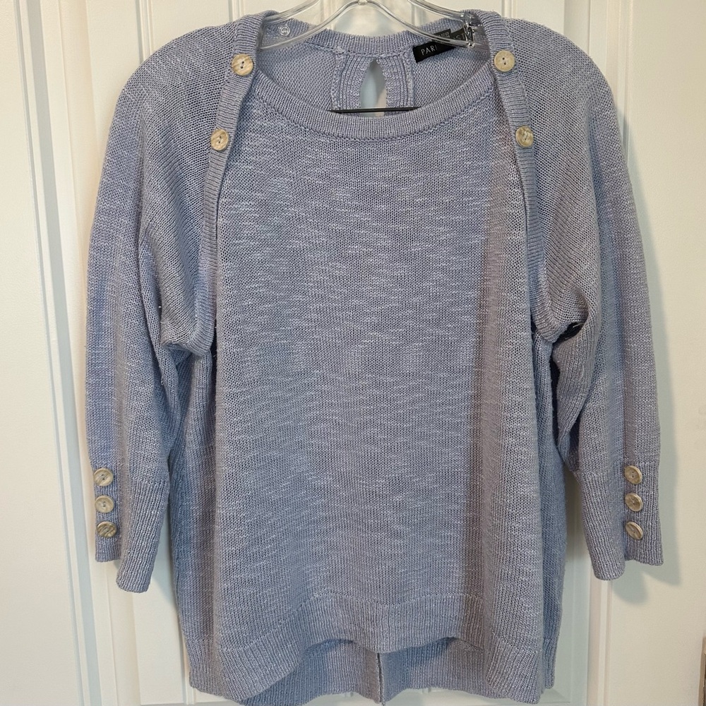 Parkhurst Lightweight Button-Accent Pullover Sweater Linen Tencel Blend